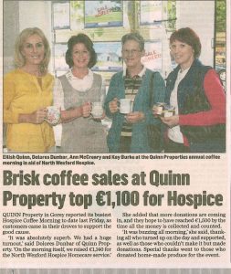 ANNUAL COFFEE MORNING FOR NORTH WEXFORD HOSPICE 2016
