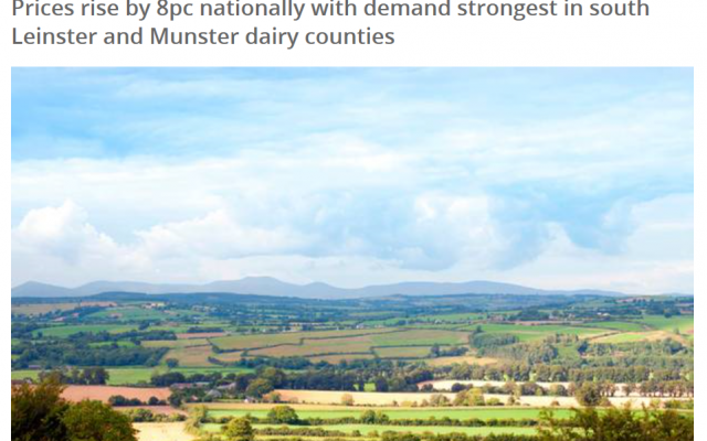 ‘Land boom in Leinster but sales slump in west’. Irish Independent: Farming Indepednent. 31/08/18.